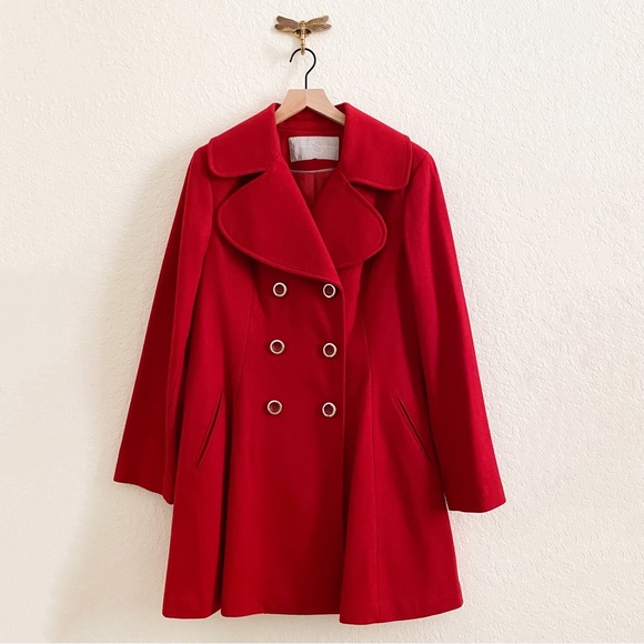 Vintage•Jessica Simpson•Red Mid Length Swing Pea Coat•Never Worn!!